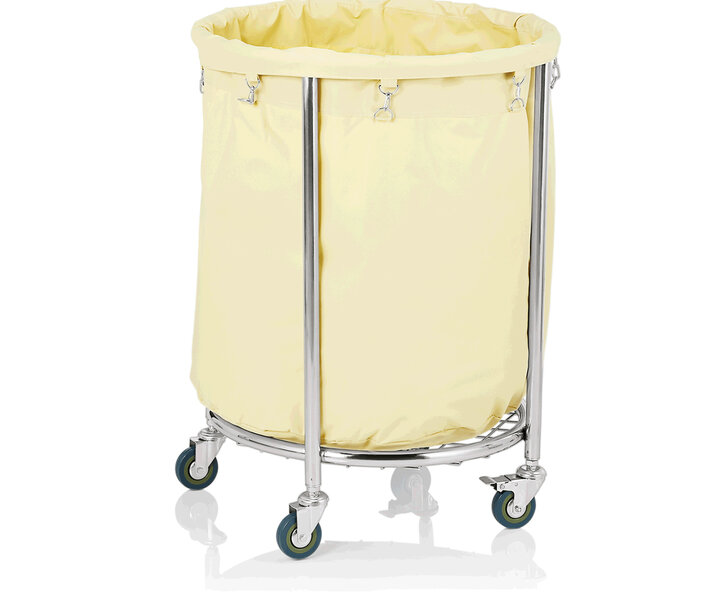M&T Linnen wagen - Wasgoedwagen Ø 60 cm  frame roestvrijstaal staal 18/10 met polyester zak