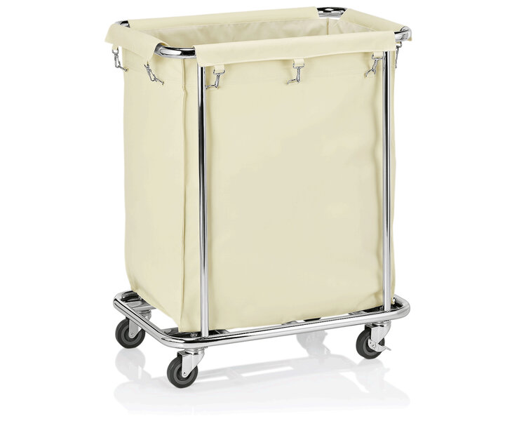 M&T Chariot à linge  65 x 45 x h 84 cm corps en acier chromé avec  sac nylon