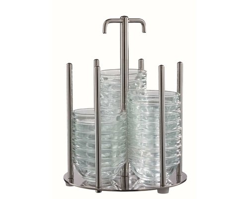M&T Support en acier inoxydable comprenant 48 bols en verre Ø 6 cm