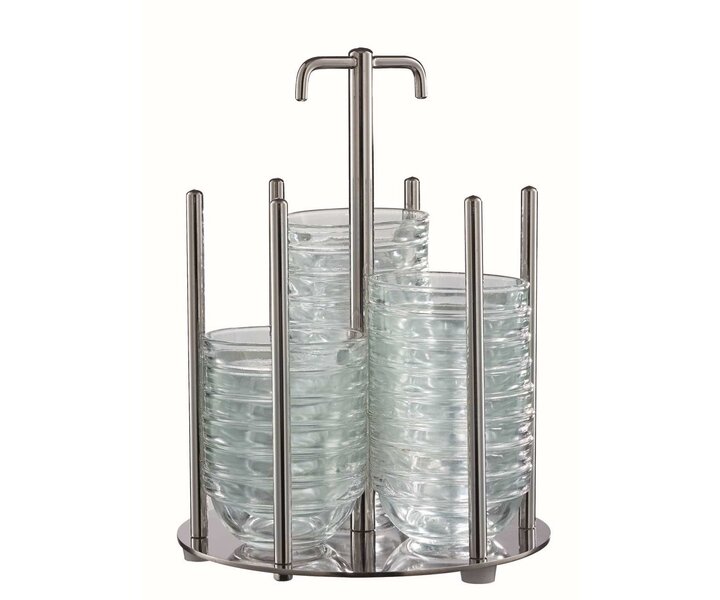 M&T Buffet stand  s/s  including 48 glass bowls Ø 6 cm