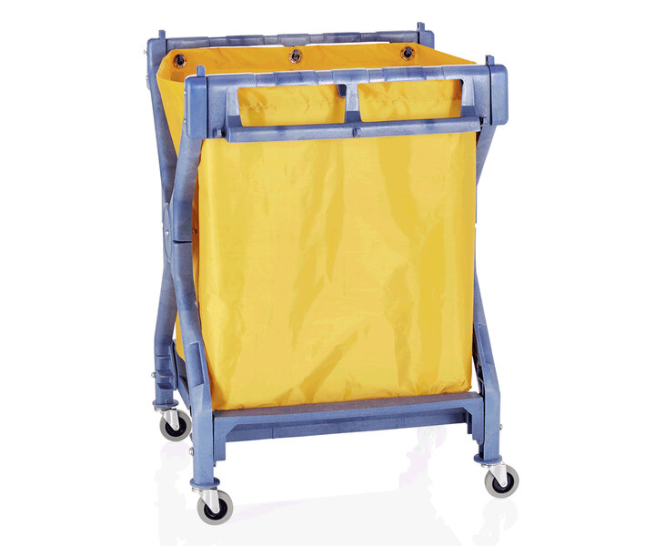 M&T Linnen wagen - Wasgoedwagen blauwe kunststof frame met nylon zak opvouwbaar model