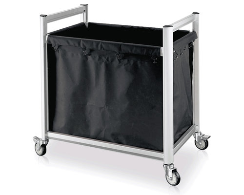 M & T  Linnen wagen - Wasgoedwagen aluminium frame met zwarte polyester zak