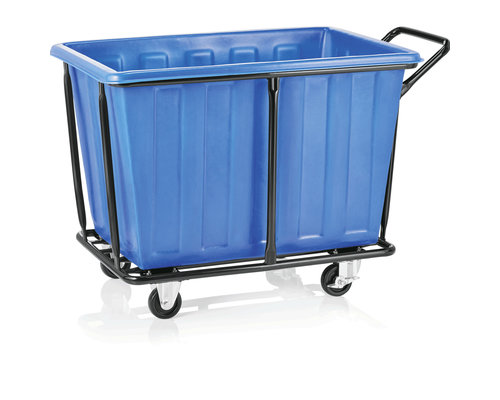 M&T Linen trolley  black powder-coated steel frame with polyethylene tub