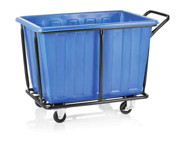 M&T Linnen wagen - Wasgoedwagen zwart gepoedercoat staal frame voorzien van een polyethyleen kuip