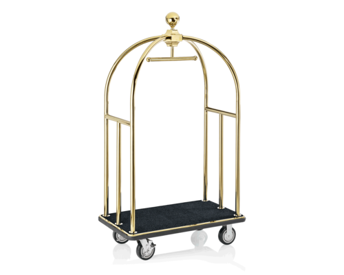 M & T  Bird cage luggage trolley gold color with black carpet