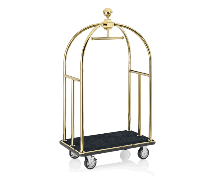 M&T Bird cage luggage trolley gold color with black carpet