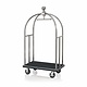 M & T  Bird cage luggage trolley shiny stainless steel with black carpet