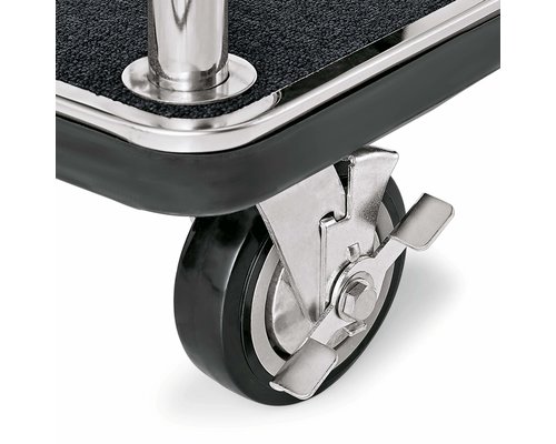 M&T Chariot à bagages " Bird cage "  acier inoxydable brillant  tapis noire