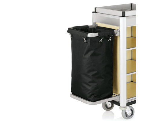 M & T  Roommaid - housekeeping trolley Aluminium frame with MDF light wooden look