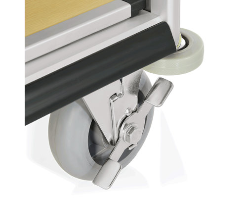 M&T Roommaid - housekeeping trolley Aluminium frame with MDF light wooden look