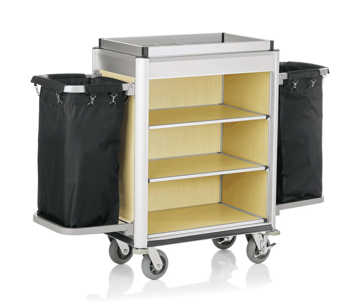 M&T Kamermeisjeswagen Aluminium frame met MDF in lichte houtlook