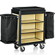 M & T  Roommaid - housekeeping trolley black aluminium frame with MDF light wooden look