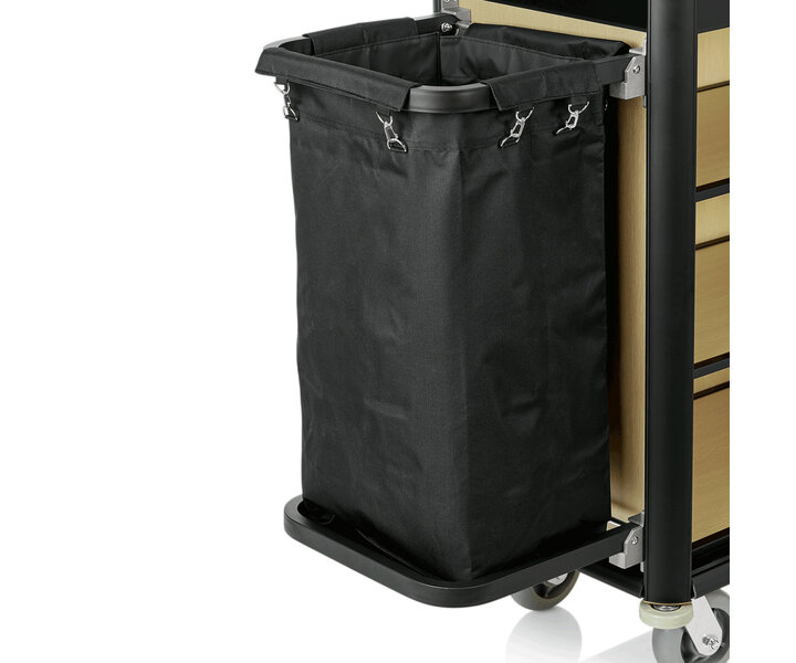 M&T Roommaid - housekeeping trolley black aluminium frame with MDF light wooden look