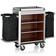 M & T  Roommaid - housekeeping trolley Aluminium frame with MDF dark wooden look