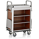 M & T  Roommaid - housekeeping trolley Aluminium frame with MDF dark wooden look