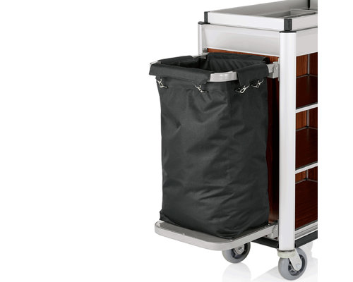 M & T  Roommaid - housekeeping trolley Aluminium frame with MDF dark wooden look