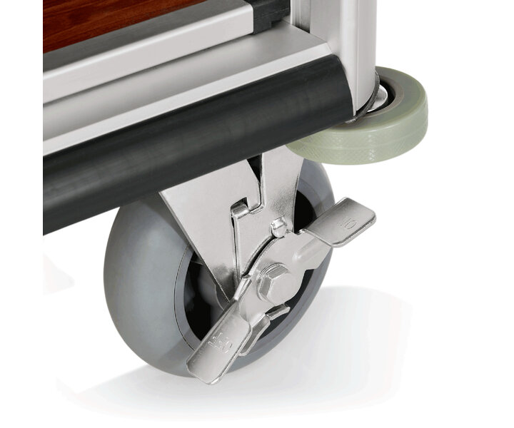 M&T Roommaid - housekeeping trolley Aluminium frame with MDF dark wooden look