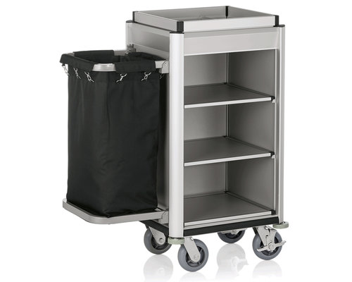 M & T  Roommaid - housekeeping trolley Aluminium frame with MDFaluminium look