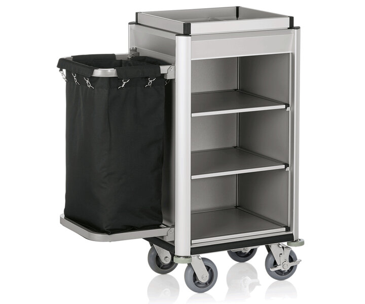 M&T Kamermeisjeswagen Aluminium frame met MDF aluminium look