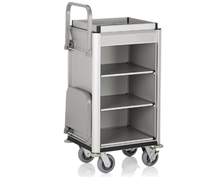 M&T Roommaid - housekeeping trolley Aluminium frame with MDFaluminium look