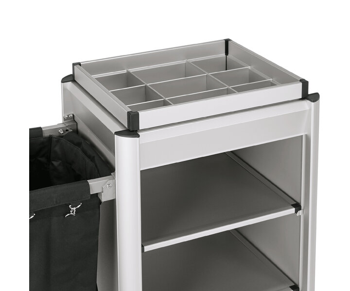 M&T Roommaid - housekeeping trolley Aluminium frame with MDFaluminium look