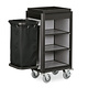 M&T Roommaid - housekeeping trolley  black aluminium frame with MDF aluminium look