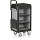 M&T Roommaid - housekeeping trolley  black aluminium frame with MDF aluminium look