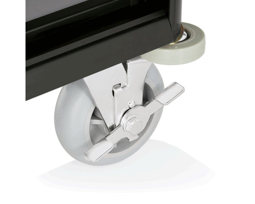 M&T Kamermeisjeswagen zwart aluminium frame met MDF in aluminium look