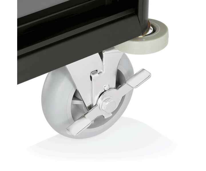 M&T Kamermeisjeswagen zwart aluminium frame met MDF in aluminium look