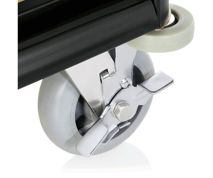 M&T Roommaid - housekeeping trolley black aluminium frame with MDF aluminium  look