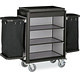 M&T Roommaid - housekeeping trolley black aluminium frame with MDF aluminium  look