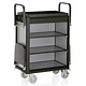 M & T  Roommaid - housekeeping trolley black aluminium frame with MDF aluminium  look