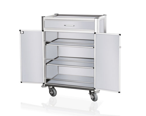 M&T Minibar wagen licht aluminium frame met MDF aluminium look