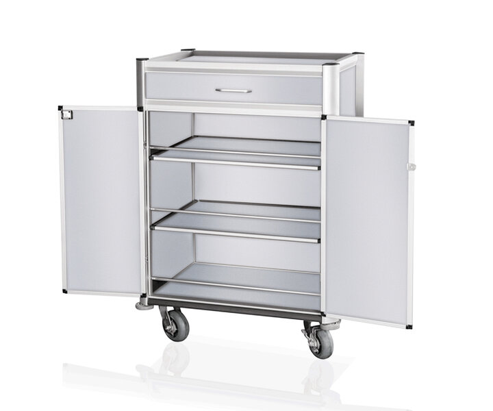 M&T Chariot  à minibar cadre en aluminium MDF aspect aluminium