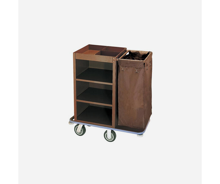 M&T Kamermeisjeswagen met 1 wasgoedzak. Ideaal voor B & B of klein hotel.