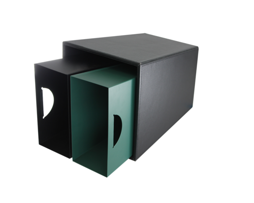 M&T Poubelle en cuir PU noir 12 litres avec 2 inserts métalliques