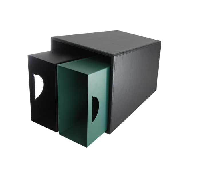 M&T Poubelle en cuir PU noir 12 litres avec 2 inserts métalliques