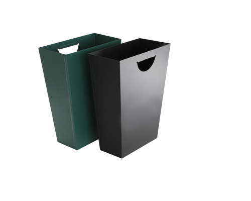 M & T  Trash bin black PU leather 12 liter with 2 metal inner bins to seperate waste