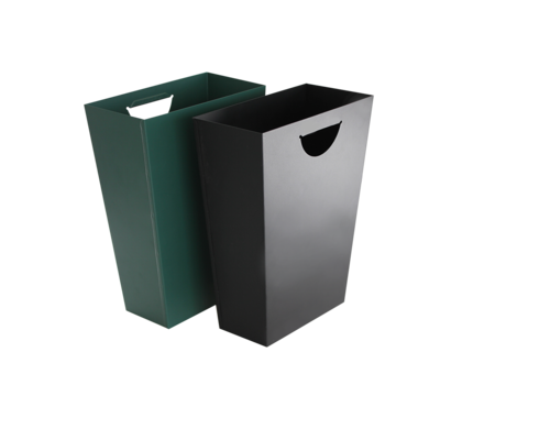 M&T Vuilbakje zwart PU leder 12 liter met 2 metalen inzetten