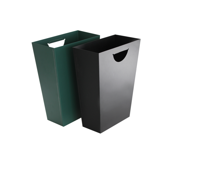M&T Trash bin black PU leather 12 liter with 2 metal inner bins to seperate waste