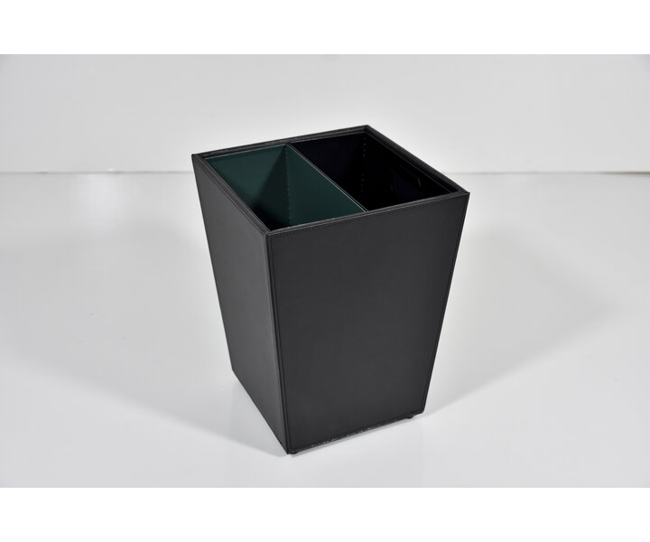 M&T Poubelle en cuir PU noir 12 litres avec 2 inserts métalliques