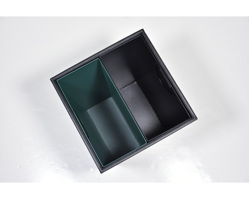 M&T Vuilbakje zwart PU leder 12 liter met 2 metalen inzetten