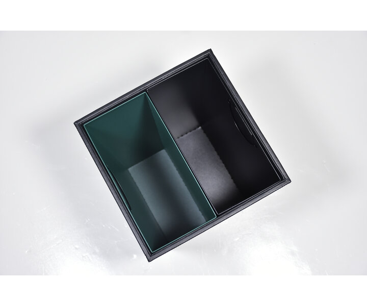 M&T Poubelle en cuir PU noir 12 litres avec 2 inserts métalliques