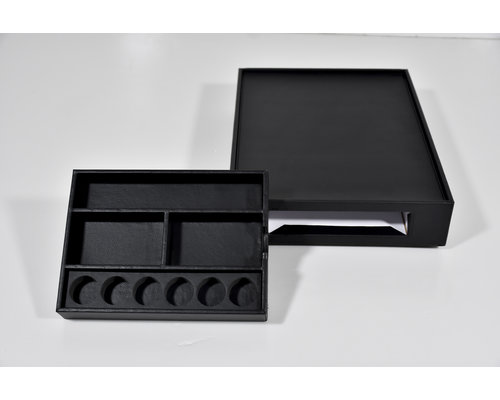 M & T  Tray with drawer black PU for Nespresso machine