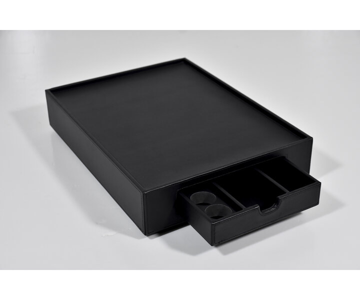 M&T Plateau à tiroir en simili cuir noir pour poser une machine Nespresso