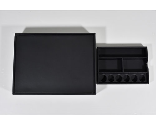 M & T  Tray with drawer black PU for Nespresso machine