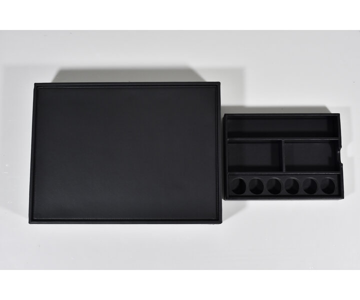 M&T Plateau à tiroir en simili cuir noir pour poser une machine Nespresso