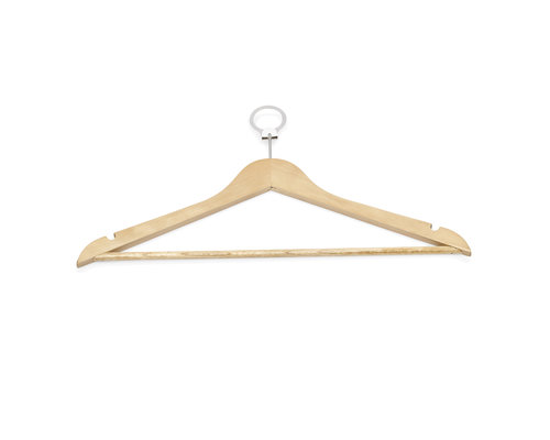 M & T  Coathanger wood with anti-theft collar, metal ring included