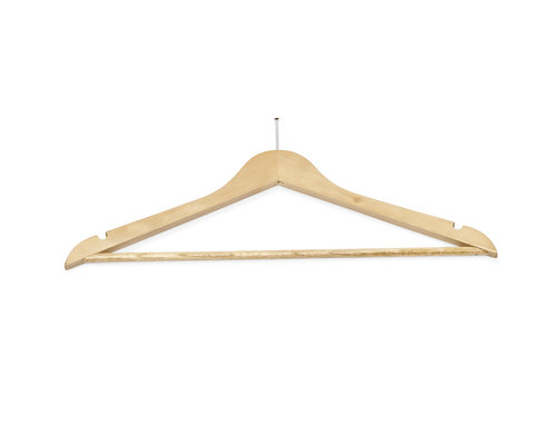 M & T  Coathanger wood with anti-theft collar, metal ring included