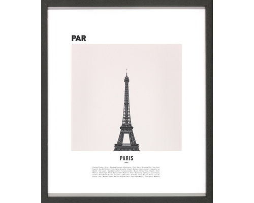 M & T  Picture with black wooden frame 42 x 50 cm  set 3 pcs Paris, Milano and Rome